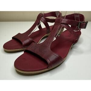 Timberland Earthkeepers Wedge Sandal Womens 10 Burgundy Leather Strappy Open Toe